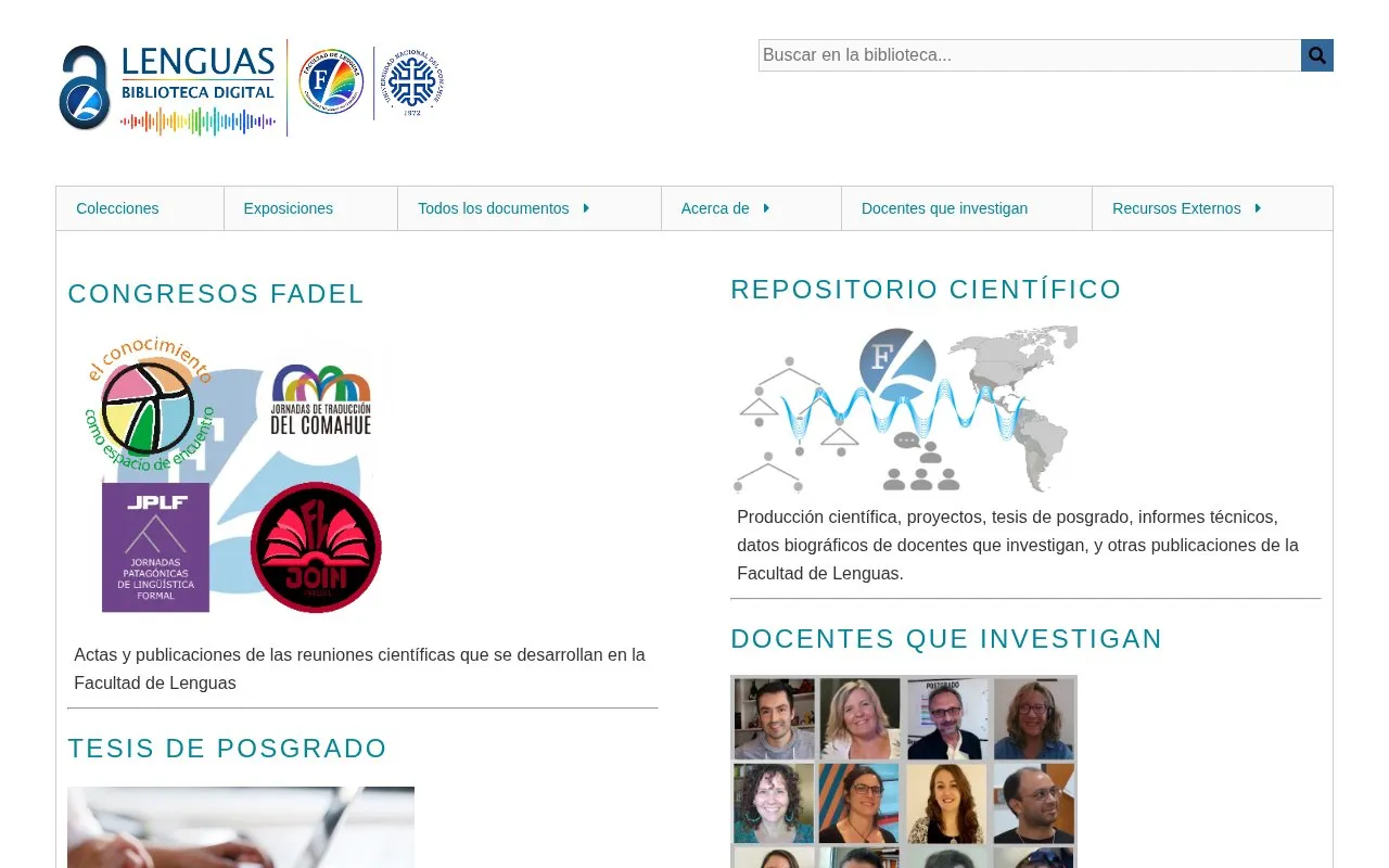 Biblioteca digital de lenguas homepage screenshot