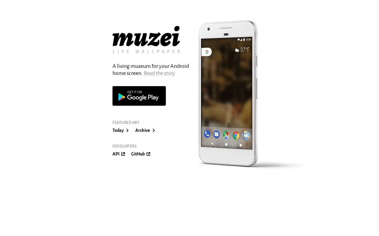 Muzei homepage screenshot