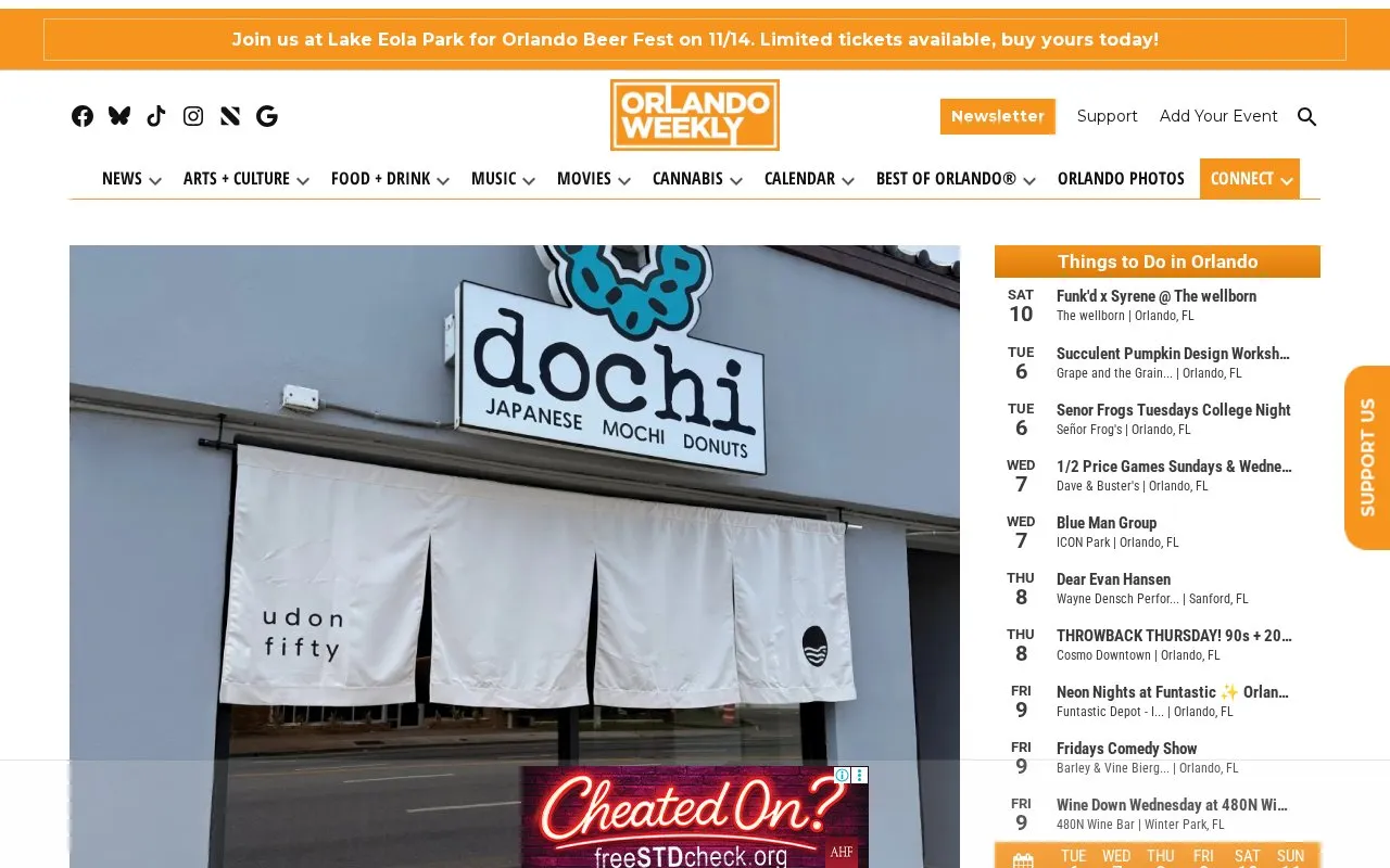 Orlando Weekly homepage screenshot