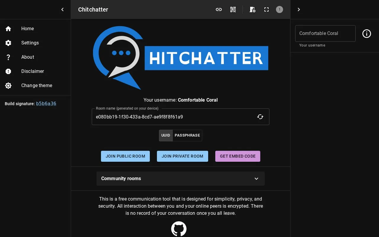 Chitchatter homepage screenshot