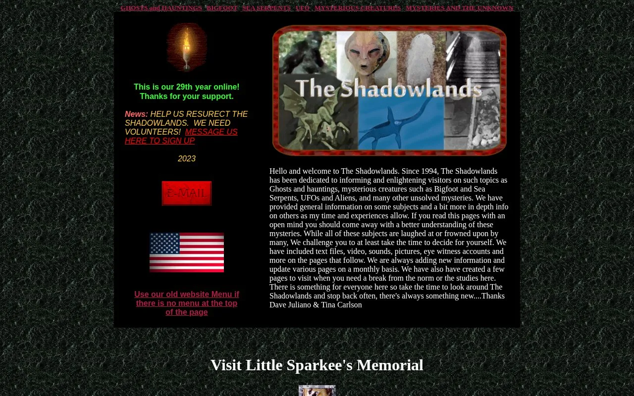 TheShadowlands homepage screenshot