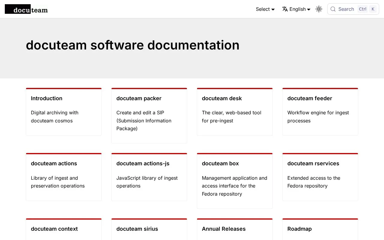 docuteam cosmos homepage screenshot