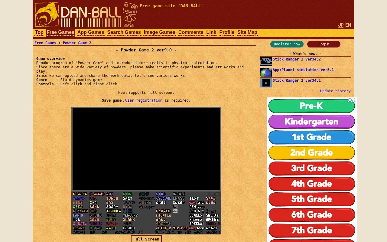 Powder Game 2 homepage screenshot