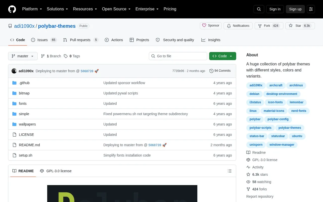 Themes homepage screenshot