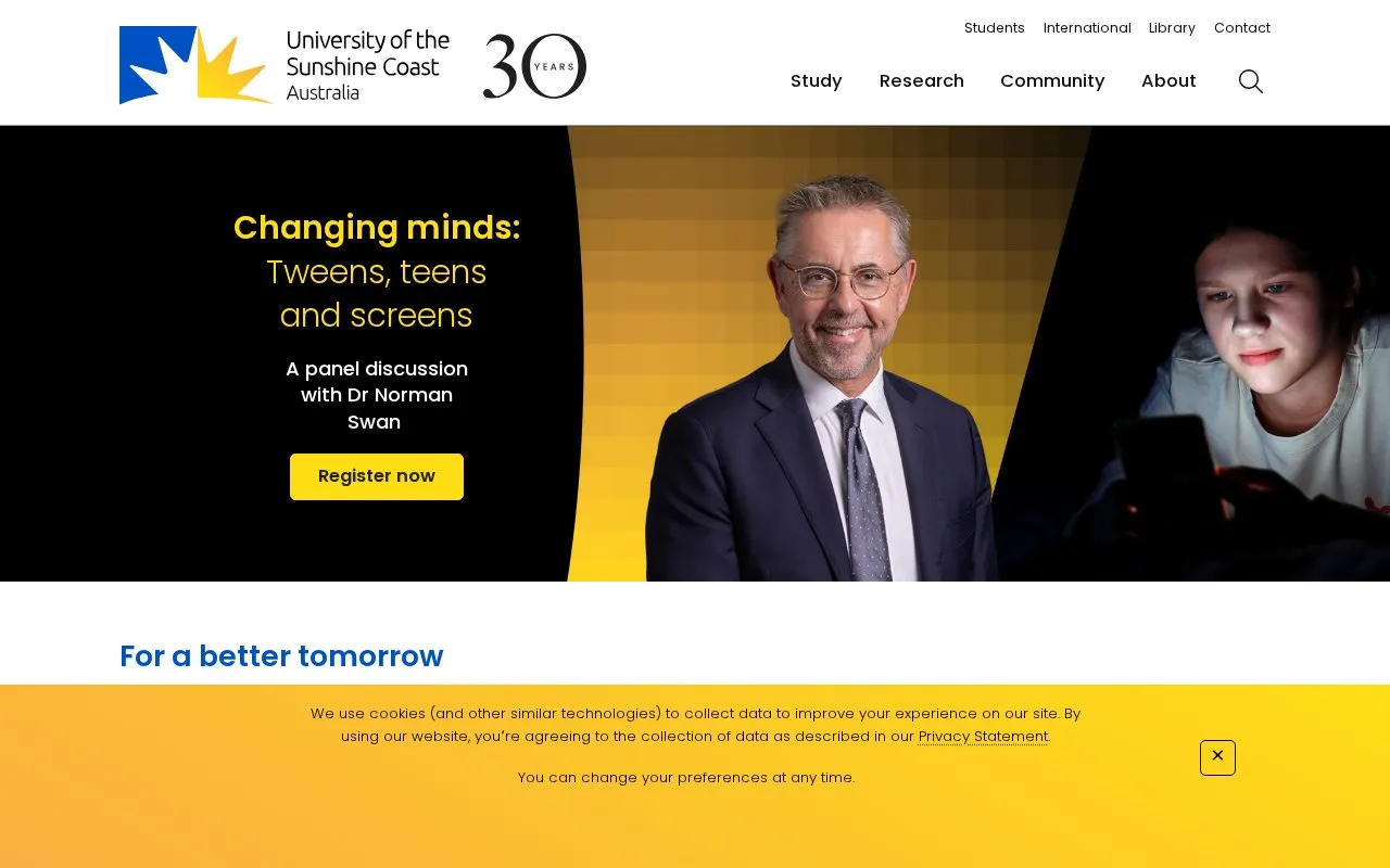 University of the Sunshine Coast homepage screenshot