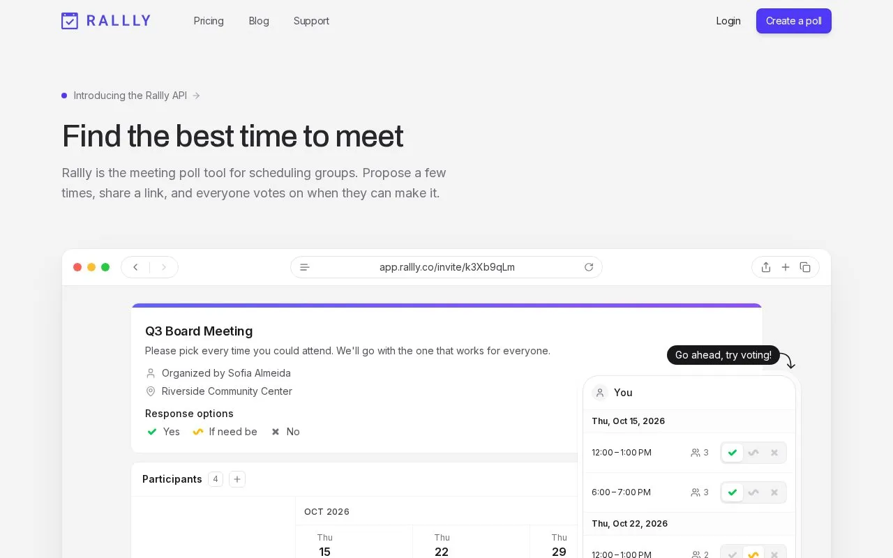 Event Rallly homepage screenshot
