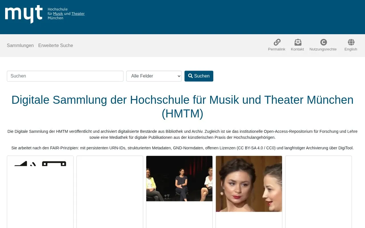 Digitale Sammlung der HMTM homepage screenshot