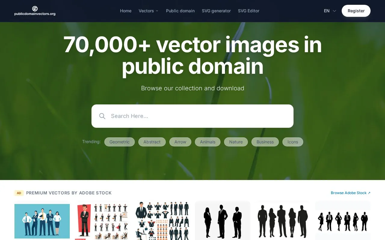 publicdomainvectors homepage screenshot