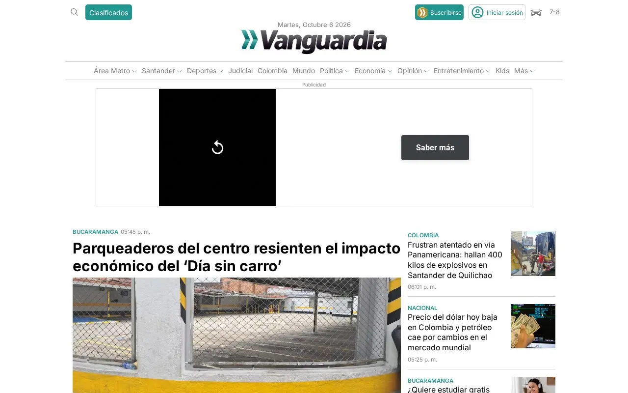 Vanguardia Liberal homepage screenshot