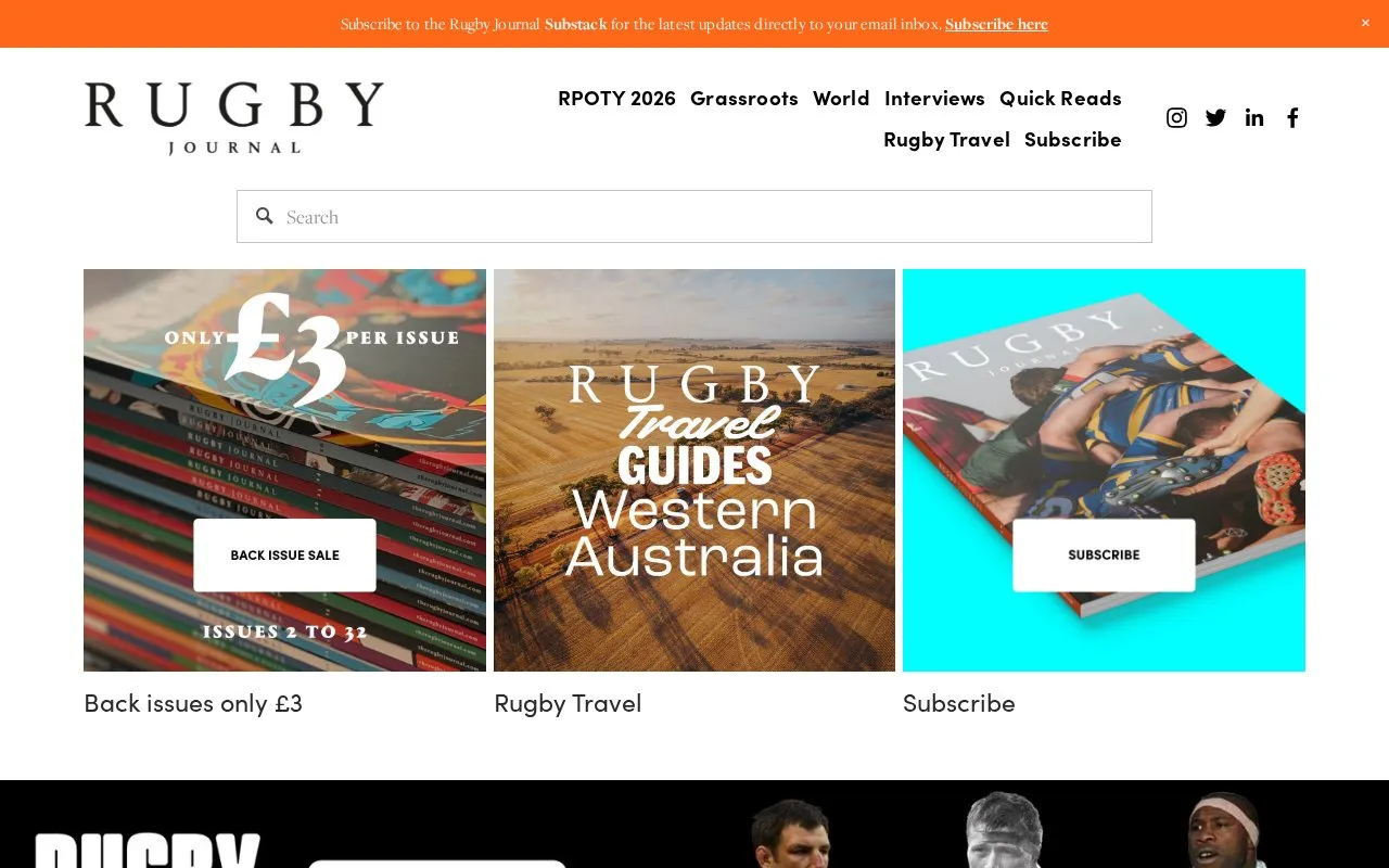 The Rugby Journal homepage screenshot