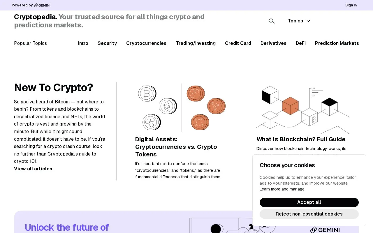 Cryptopedia homepage screenshot