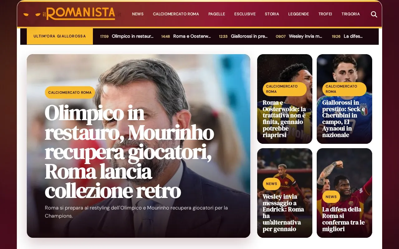 Il Romanista homepage screenshot