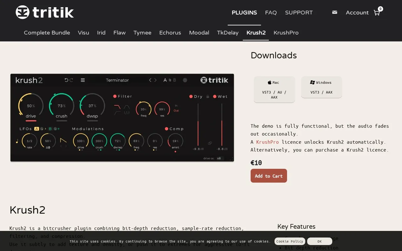 Krush homepage screenshot