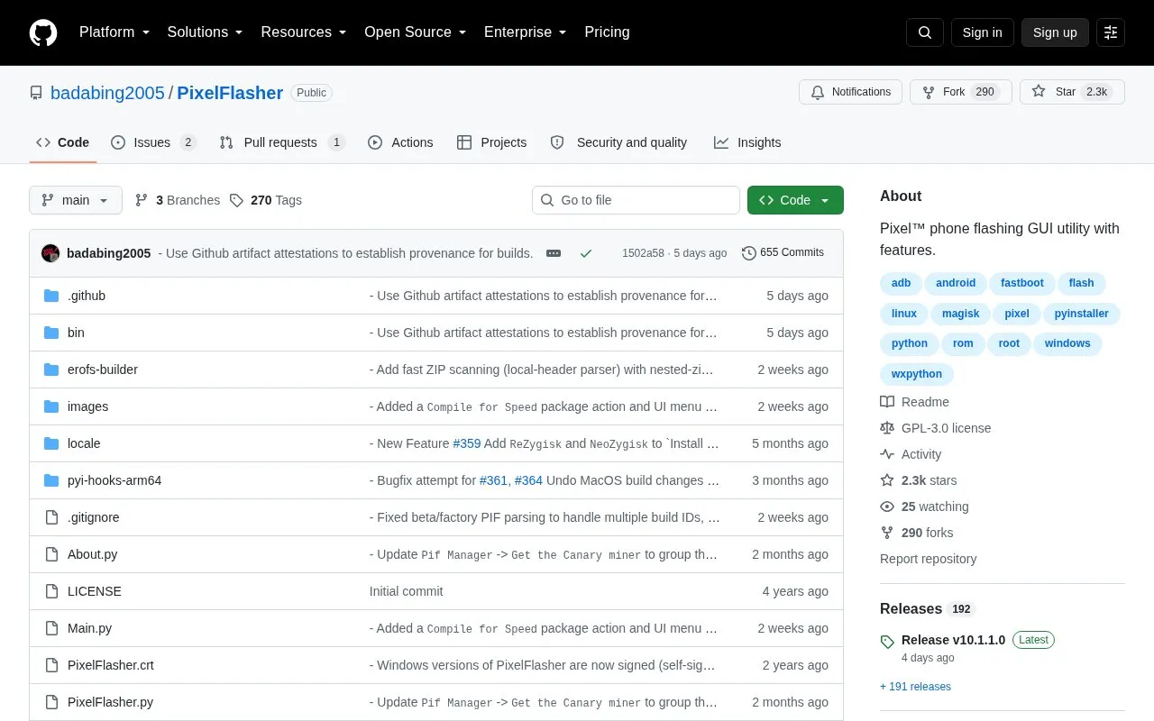 PixelFlasher homepage screenshot