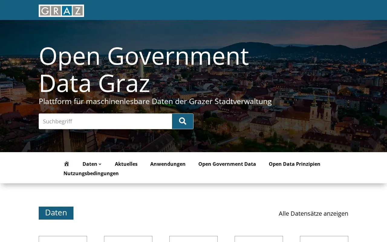 Graz Open Data homepage screenshot