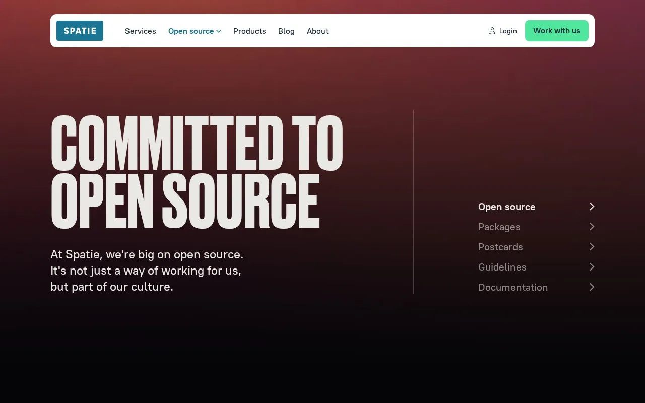Spatie homepage screenshot
