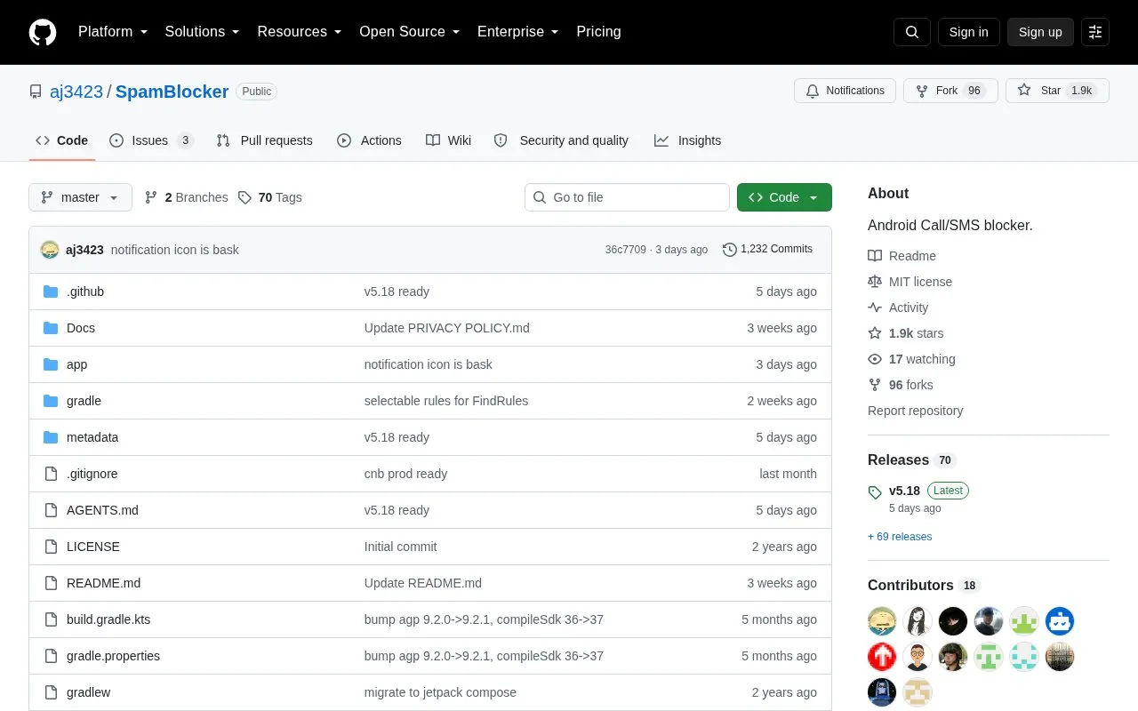 SpamBlocker homepage screenshot