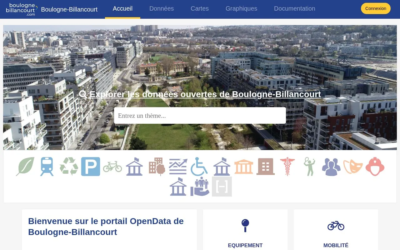 boulognebillancourt-seineouest.opendatasoft.com homepage screenshot