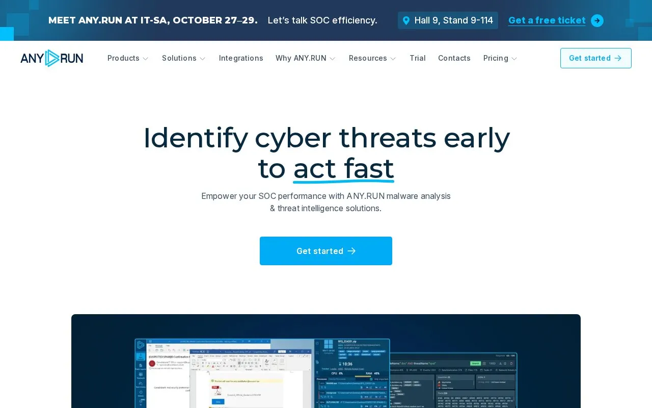 ANY.RUN homepage screenshot