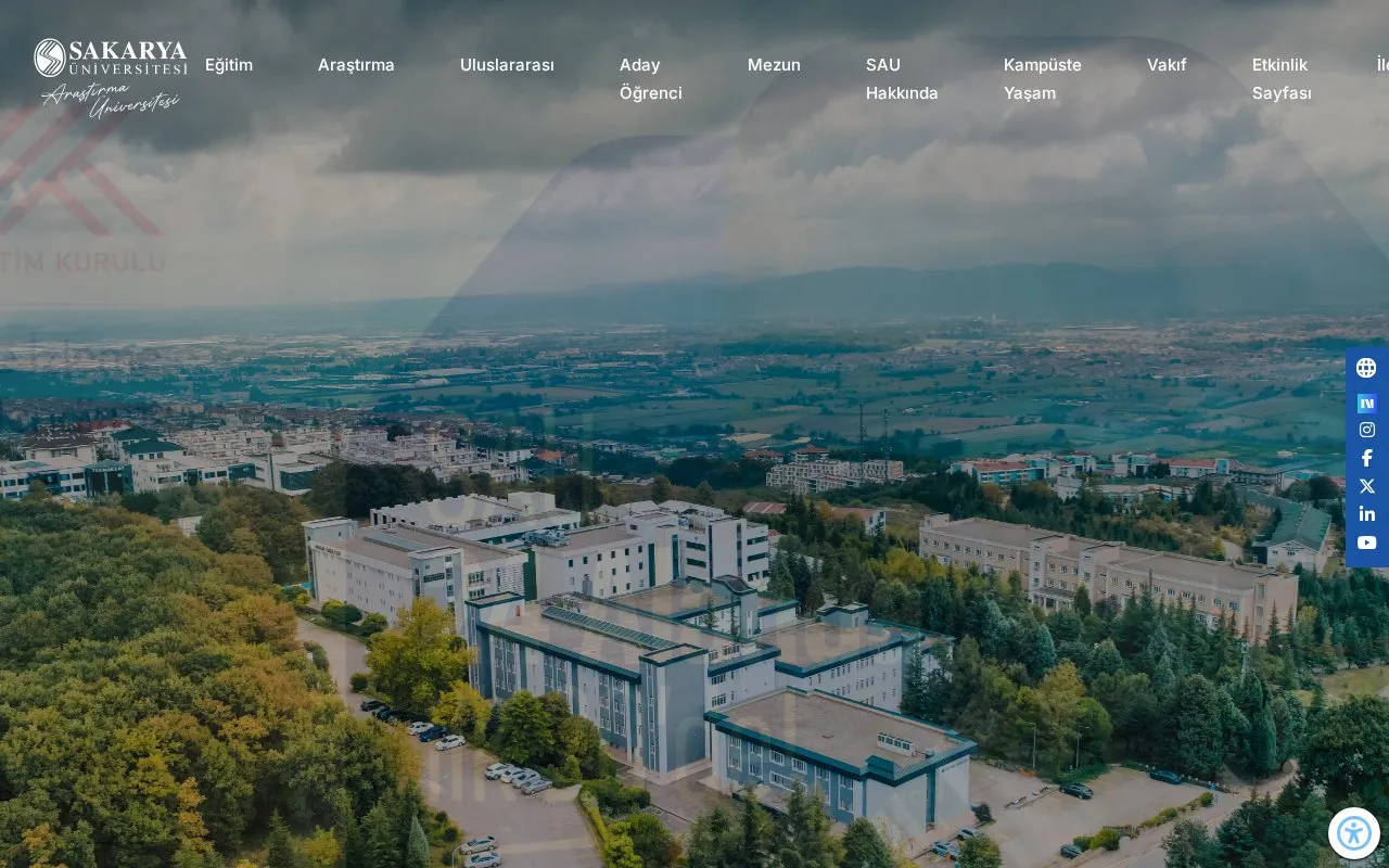 Sakarya University homepage screenshot