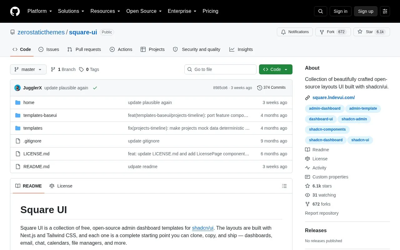 Examples homepage screenshot