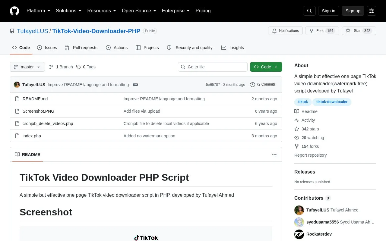 TikTok-Video-Downloader-PHP homepage screenshot