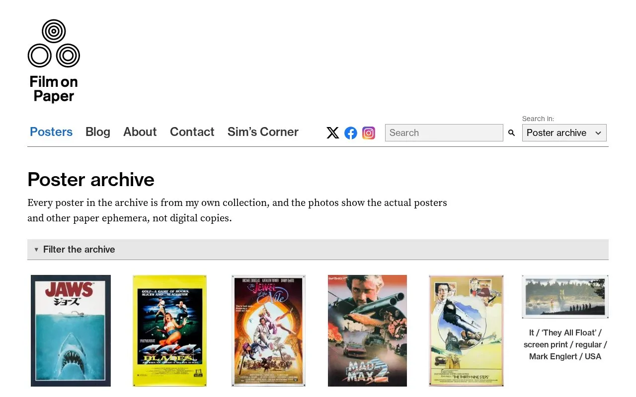 Film on Paper homepage screenshot