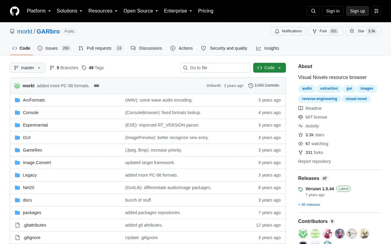 GARbro homepage screenshot