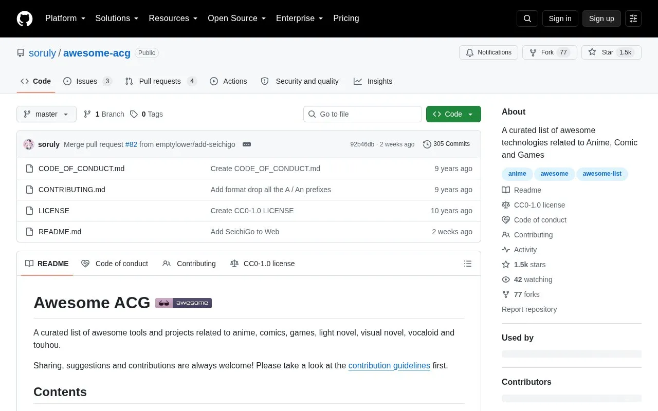 Awesome ACG homepage screenshot