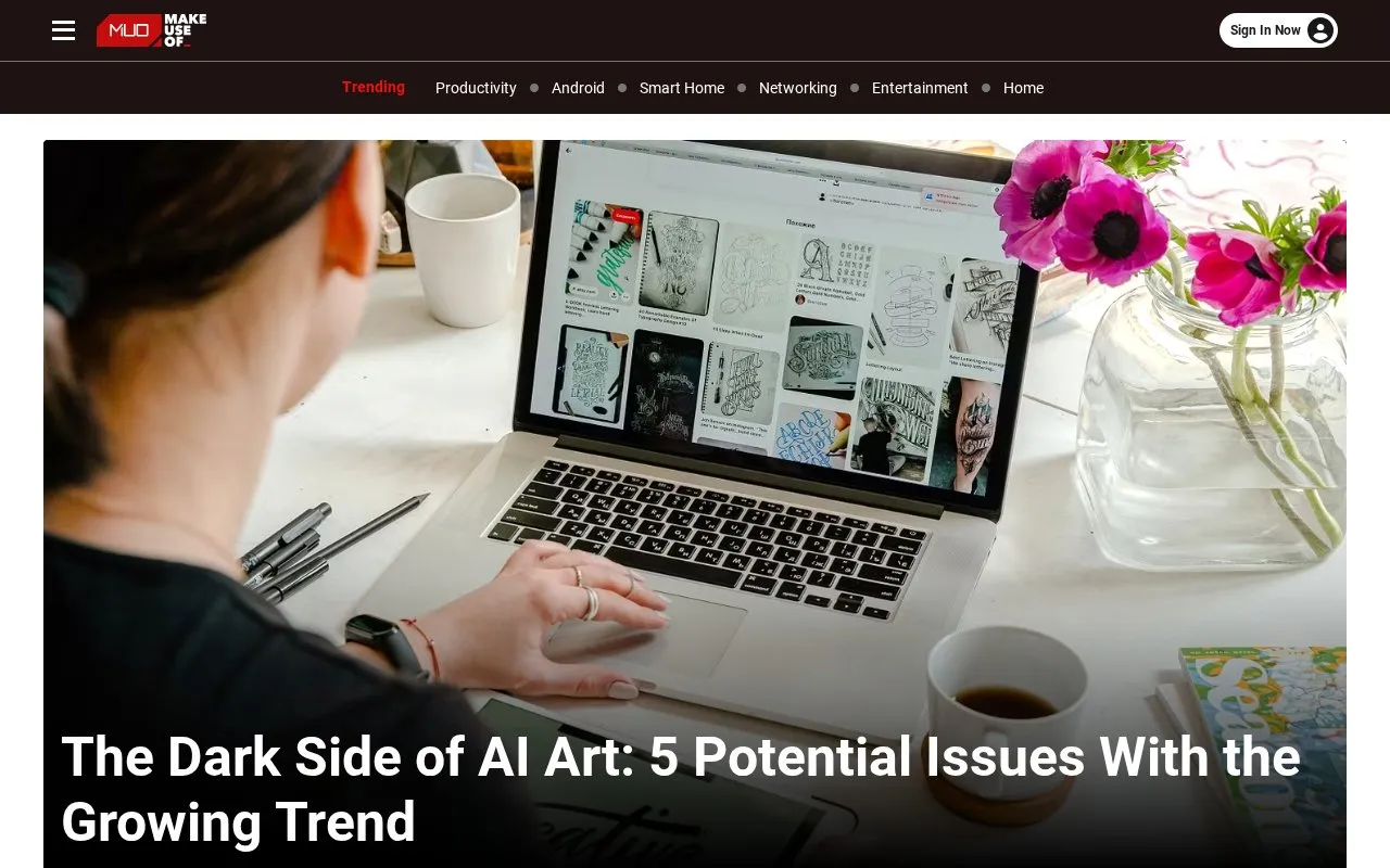The Dark Side of AI Art: 4 Potential Issues With the Growing Trend homepage screenshot