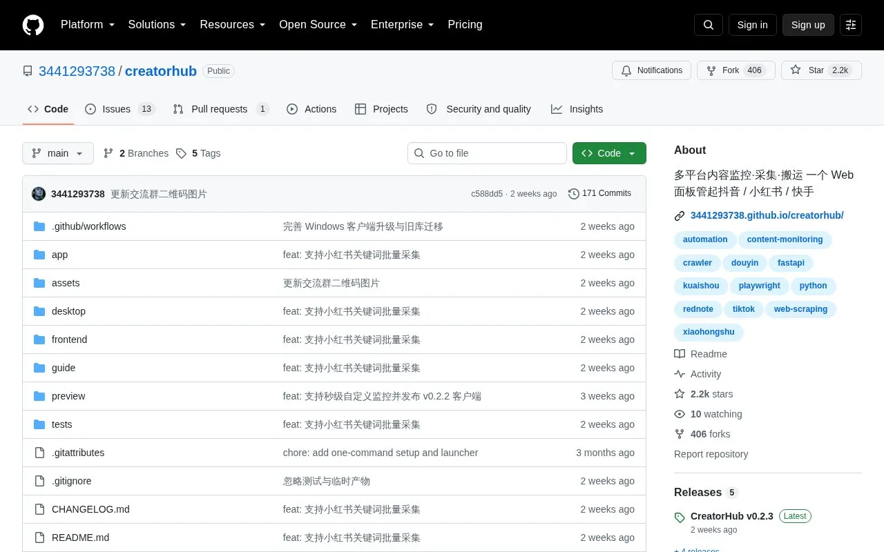creatorhub homepage screenshot