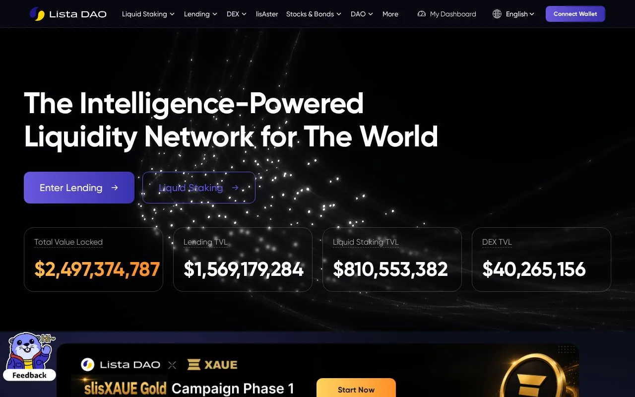 Lista Liquid Staking homepage screenshot