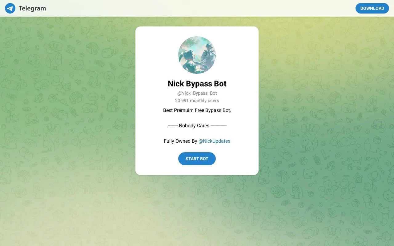 Ad-Link Bypass Bot homepage screenshot