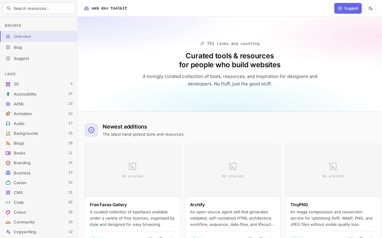 Addy homepage screenshot