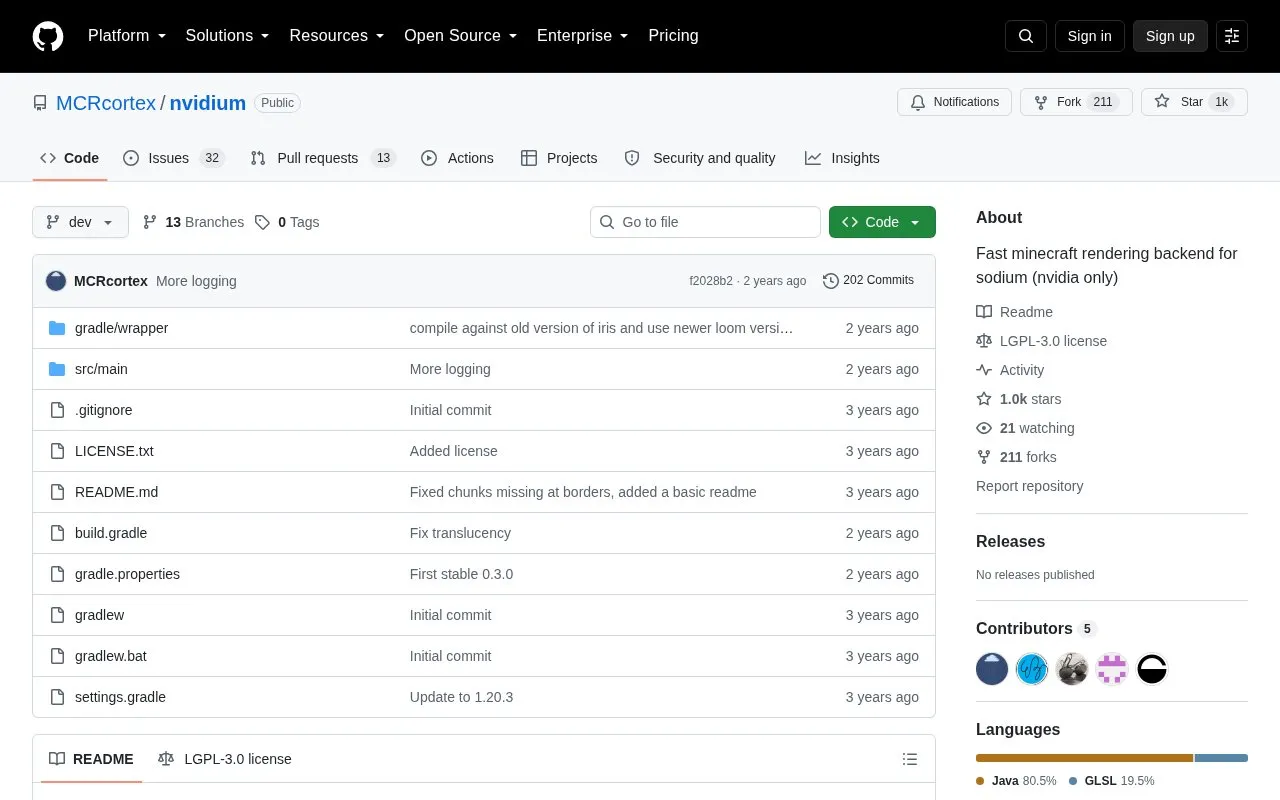 Nvidium homepage screenshot
