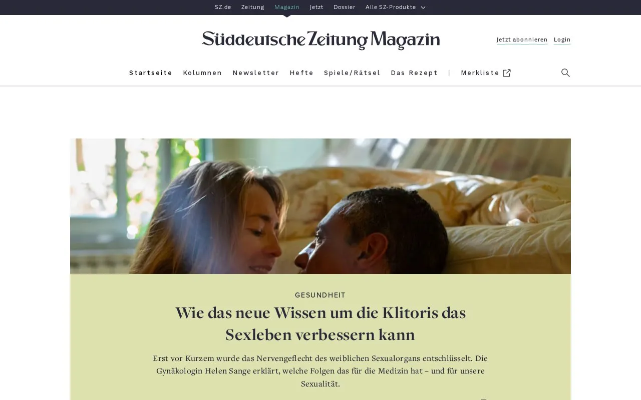 Süddeutsche Zeitung Magazine homepage screenshot