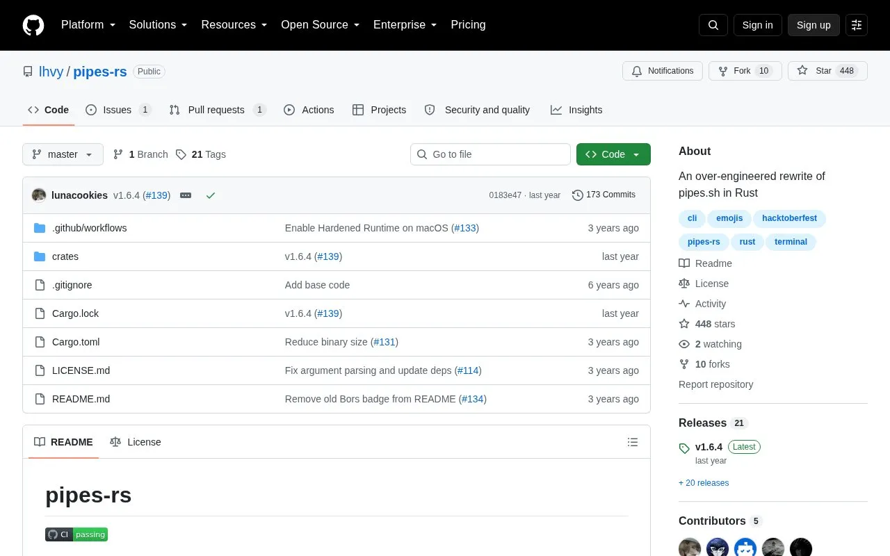 pipes-rs homepage screenshot