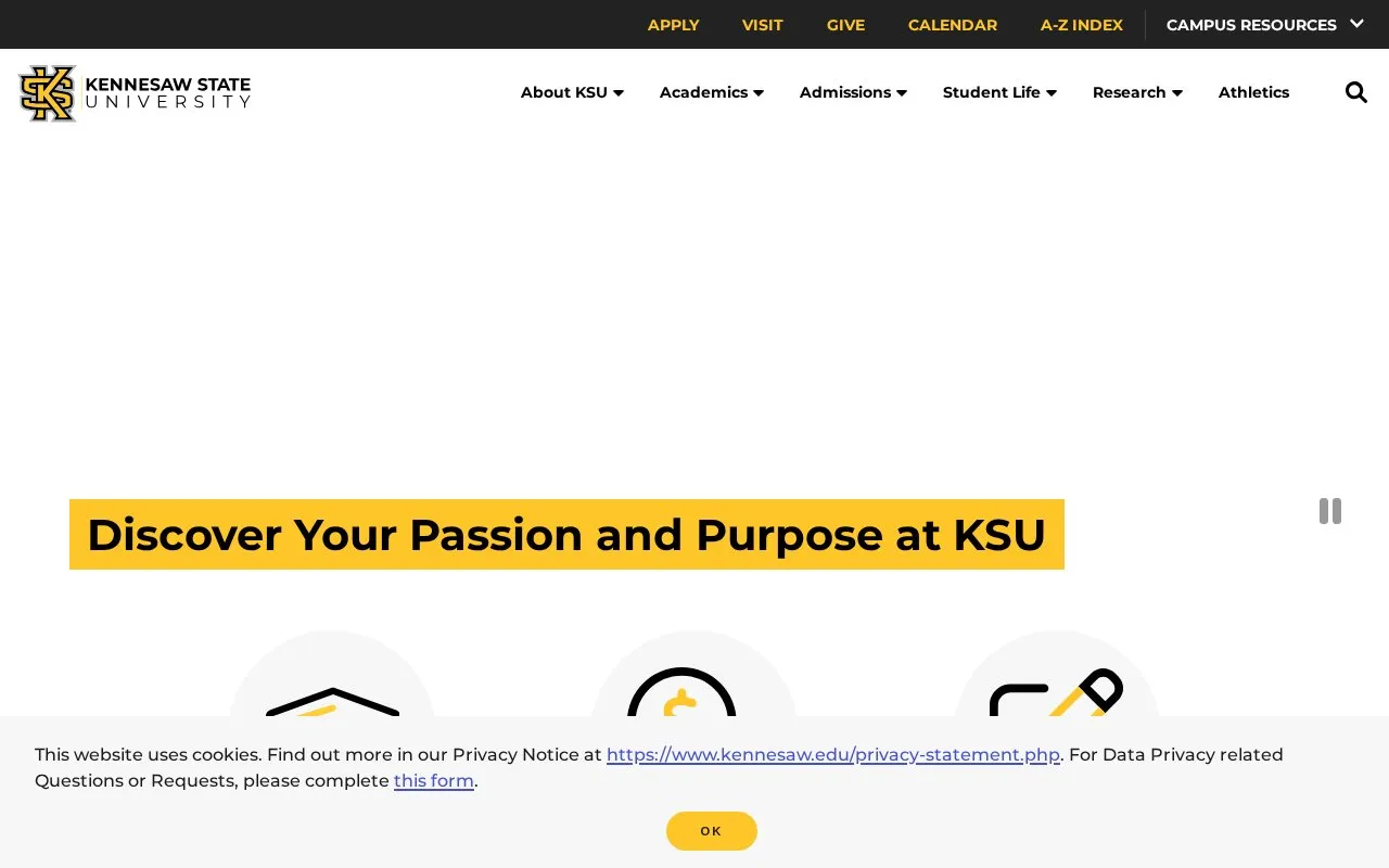 Kennesaw State University homepage screenshot