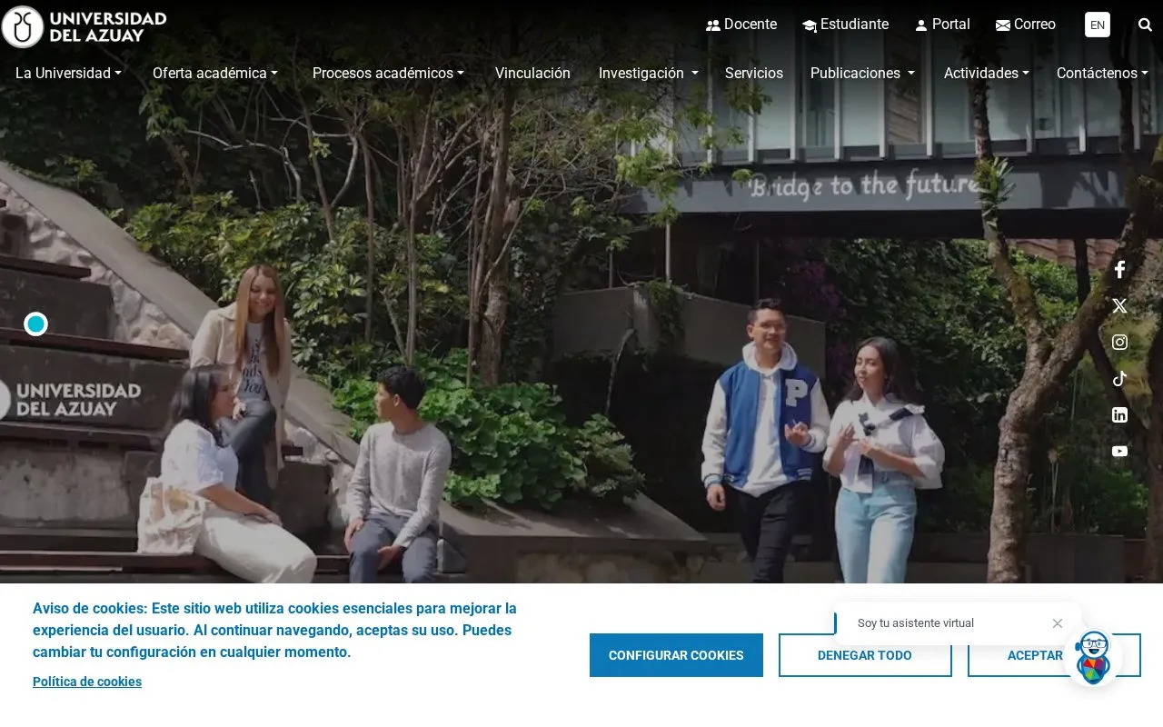Universidad del Azuay homepage screenshot
