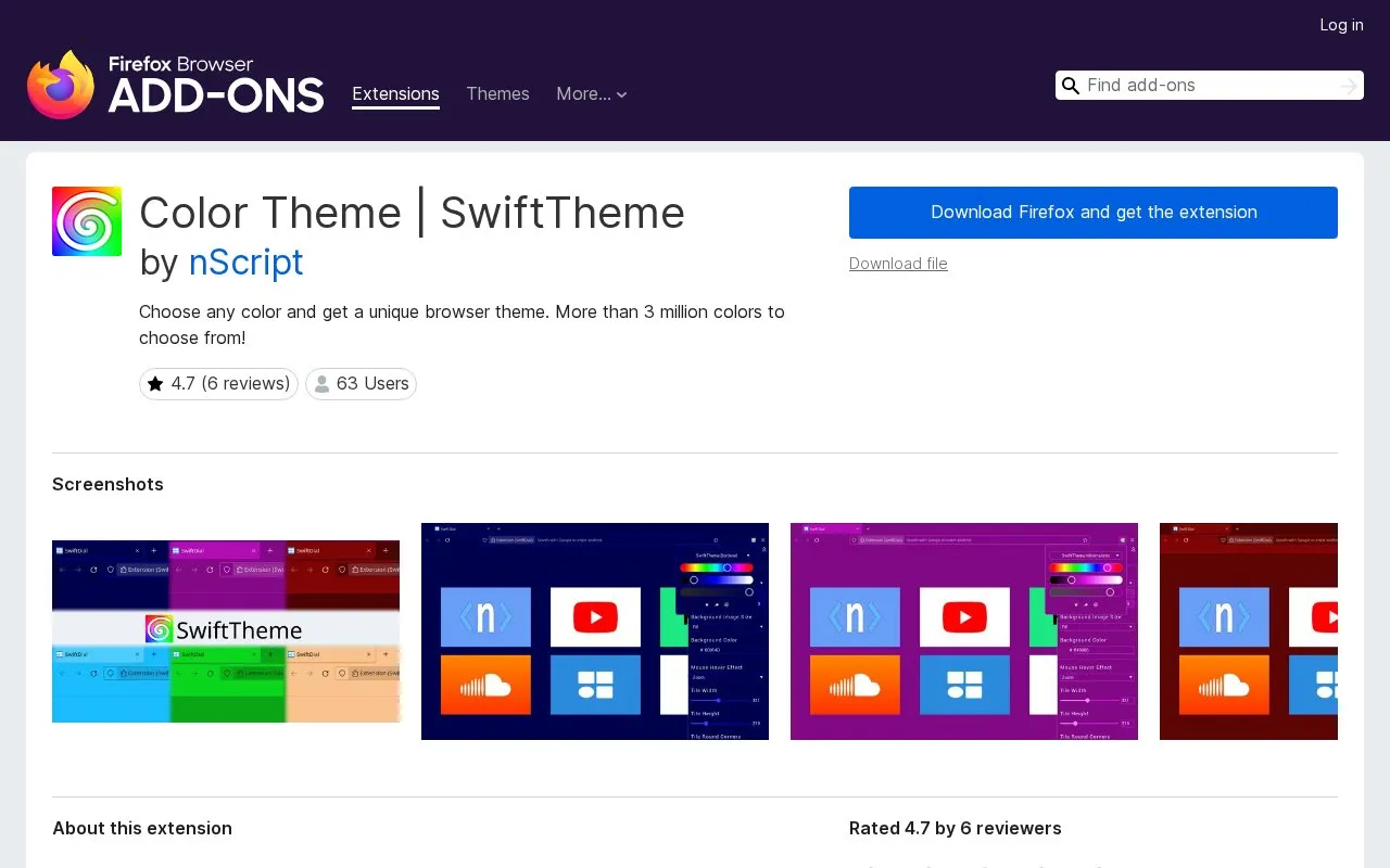 Color Theme homepage screenshot