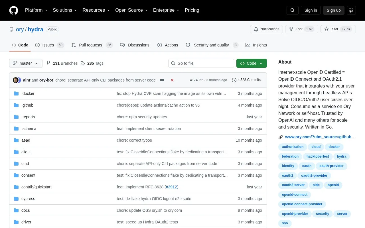 Hydra homepage screenshot