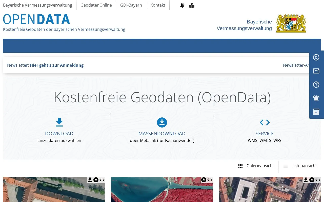 Open Geodata Portal Bavaria homepage screenshot