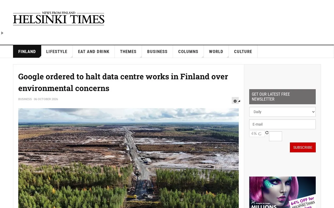 Helsinki Times homepage screenshot