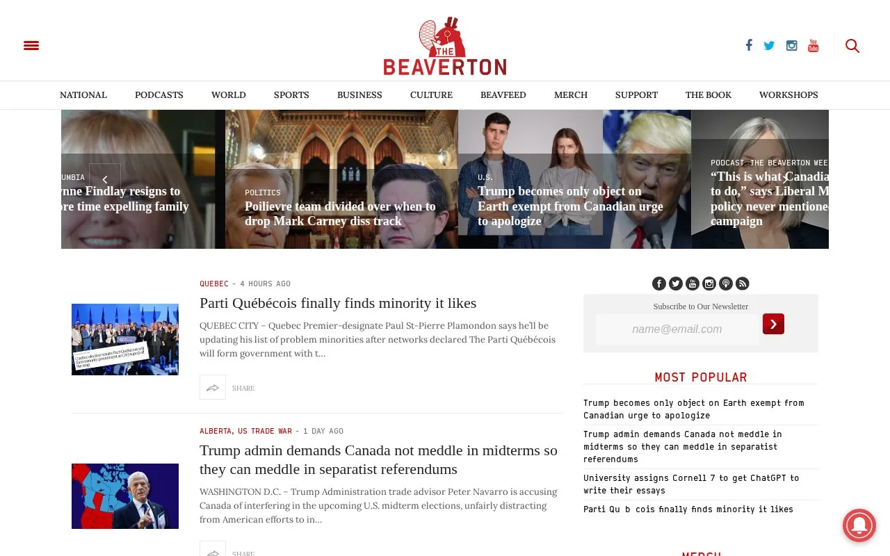 The Beaverton homepage screenshot