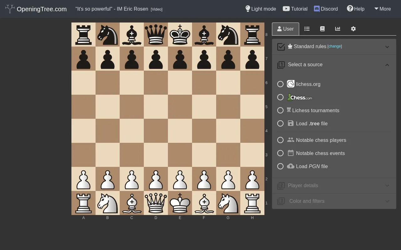 OpeningTree homepage screenshot