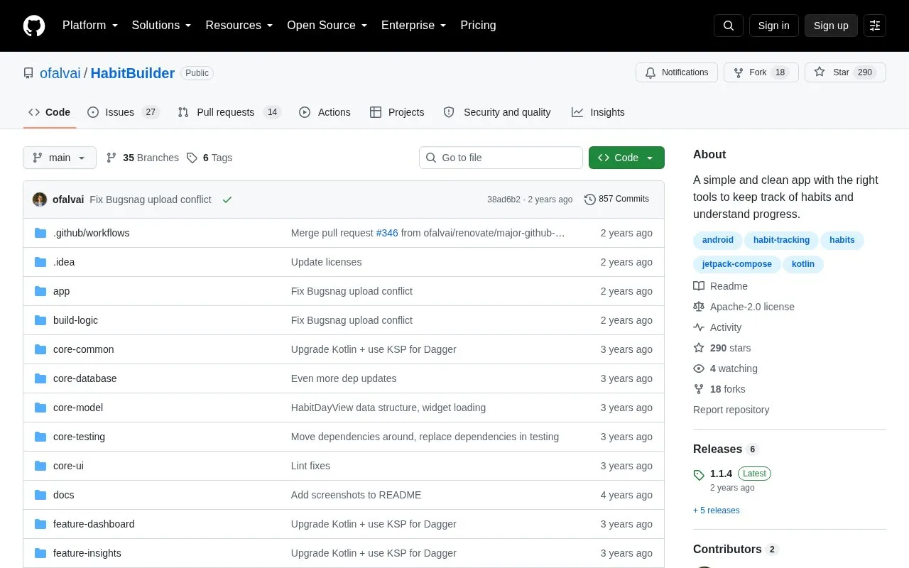 HabitBuilder homepage screenshot