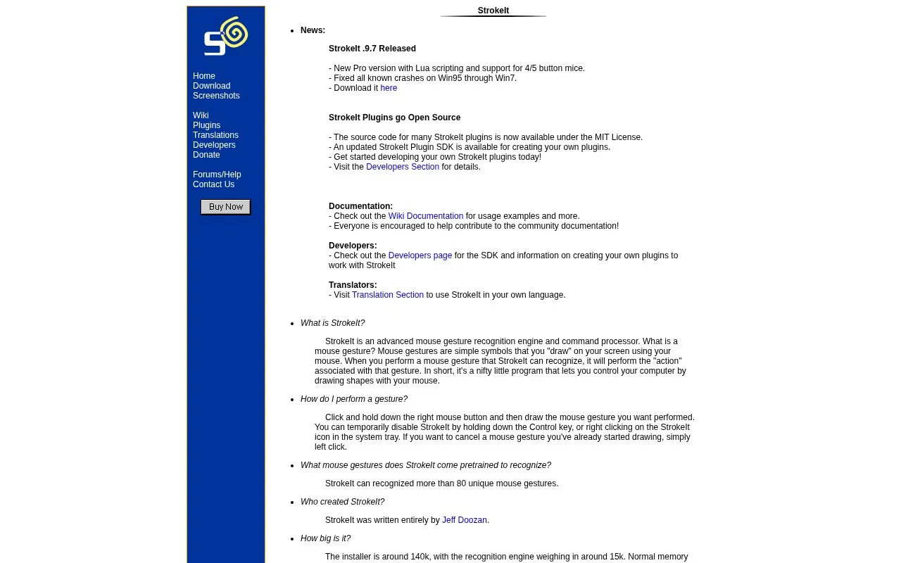 StrokeIt homepage screenshot