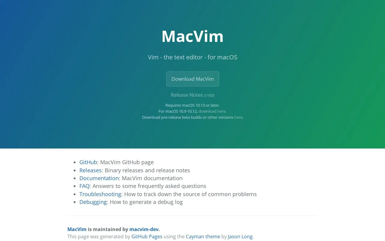 MacVim homepage screenshot