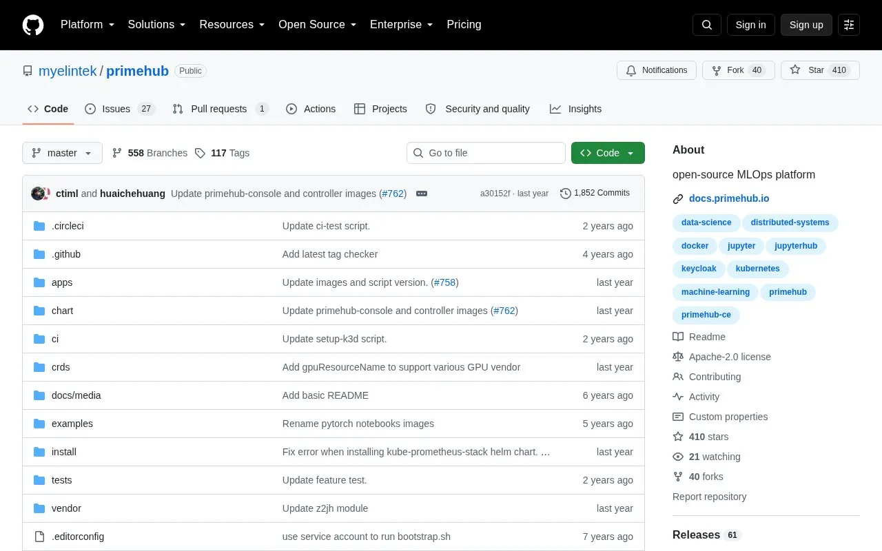 Primehub homepage screenshot