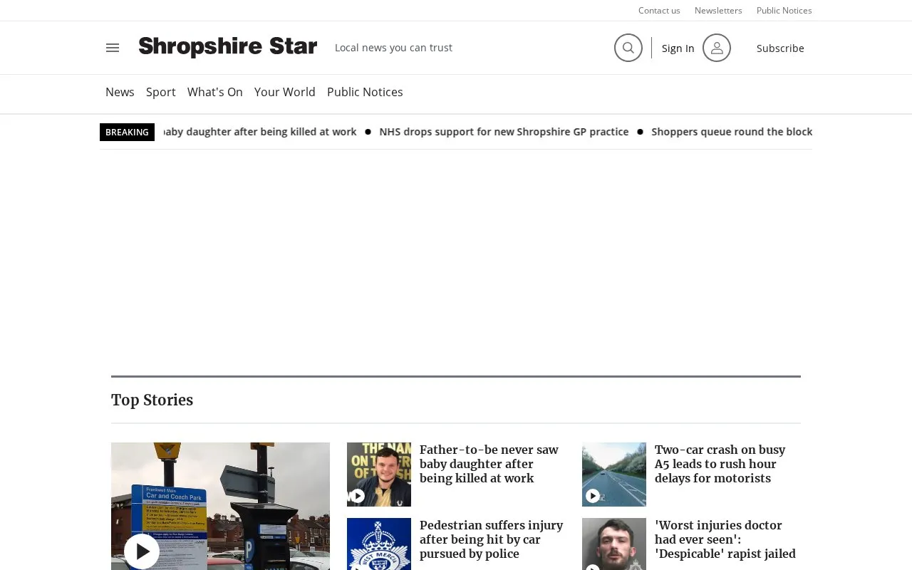 Shropshire Star homepage screenshot